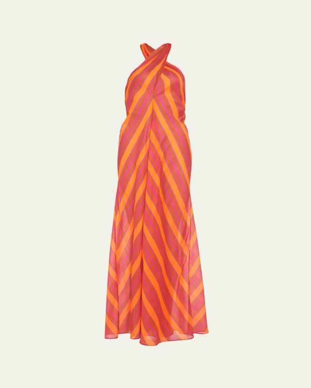 Neree Multi-Striped Halter Maxi Dress